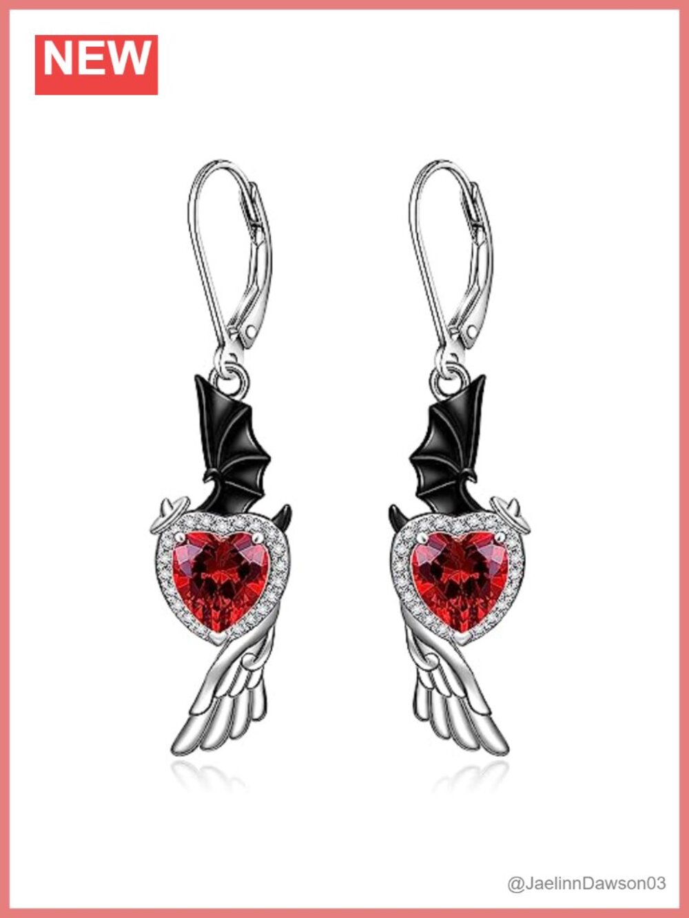 Sterling Silver Angel Devil Wing Dangle Earrings for Women